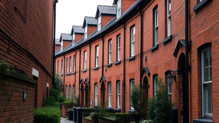 Row of Victorian red-brick terraced houses in Leeds